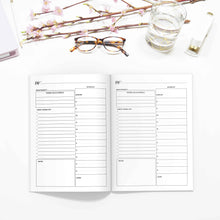 Load image into Gallery viewer, Daily Planner TN, Undated-Travelers Notebook-Daily planner TN to fit 10 different traveler&#39;s notebook sizes, including A5, Half Sheet, Passport, Personal, Pocket, Micro, A6, B6, Cahier, and Standard.-Confetti Saturday
