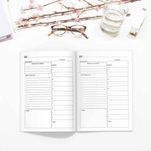 Load image into Gallery viewer, Daily Planner TN, Undated-Travelers Notebook-Daily planner TN to fit 10 different traveler's notebook sizes, including A5, Half Sheet, Passport, Personal, Pocket, Micro, A6, B6, Cahier, and Standard.-Confetti Saturday