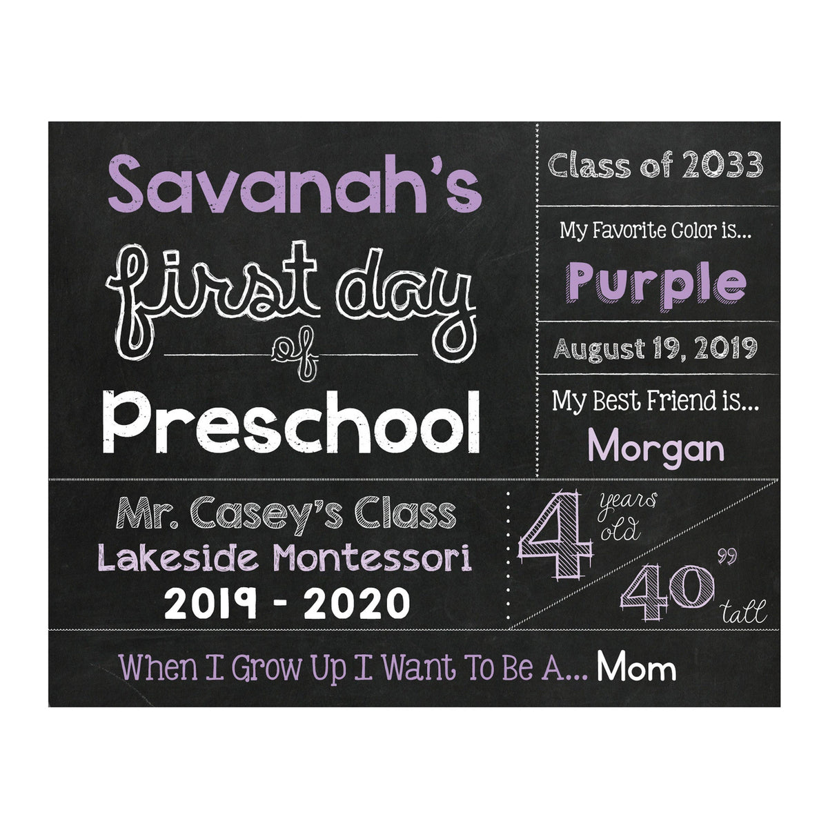 First Day Of School Chalkboard Sign - Main Image