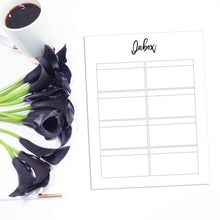 Load image into Gallery viewer, Inbox List Page | City-Rings and Disc Planner-Inbox list planner pages in printed or printable formats. Available in Letter, A4, A5, Half Sheet, A6, B5, Happy Planner, Mini Binder, Pocket and Personal.-Confetti Saturday
