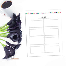 Load image into Gallery viewer, Inbox List Page | Signature Stripe-Rings and Disc Planner-Inbox list agenda refill. 12 Pages, Undated. Fits Filofax, Happy Planner, Tul, Arc, Circa, Carpe Diem, Kikki-K, Talia, and more rings and disc planners.-Confetti Saturday