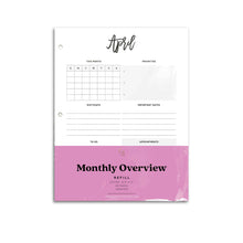 Load image into Gallery viewer, Monthly Overview Planner Inserts | City