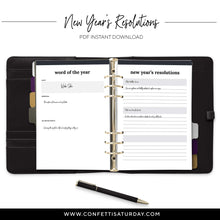 Load image into Gallery viewer, New Year's Resolutions Planner Page-Confetti Saturday