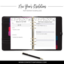 Load image into Gallery viewer, New Year's Resolutions Planner Page-Confetti Saturday