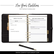 Load image into Gallery viewer, New Year's Resolutions Planner Page-Confetti Saturday
