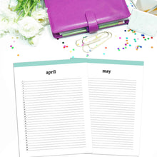 Load image into Gallery viewer, List Monthly Calendar Planner | Classic-Rings and Disc Planner-Confetti Saturday