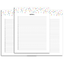 Load image into Gallery viewer, Printable-List Monthly Calendar Planner | Signature Confetti-Rings and Disc Planner-Confetti Saturday
