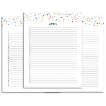 Load image into Gallery viewer, Printable-List Monthly Calendar Planner | Signature Confetti-Rings and Disc Planner-Confetti Saturday