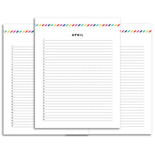 Load image into Gallery viewer, List Monthly Calendar Planner | Signature Stripe