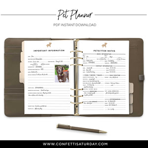 Pet Planner Inserts for Rings and Discs Planners-Confetti Saturday