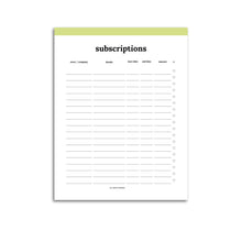 Load image into Gallery viewer, Subscription Tracker | Classic-Rings and Disc Planner-Confetti Saturday