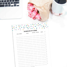 Load image into Gallery viewer, Subscription Tracker | Signature Confetti