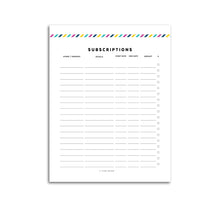 Load image into Gallery viewer, Subscription Tracker | Signature Stripe