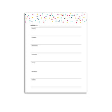 Load image into Gallery viewer, Printable-Weekly Planner, Undated v2 | Signature Confetti-Rings and Disc Planner-Confetti Saturday