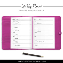 Load image into Gallery viewer, Weekly Planner Travelers Notebook, Undated-Confetti Saturday