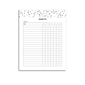 Printable-Weekly Habit Tracker Planner | Signature Confetti-Rings and Disc Planner-Confetti Saturday