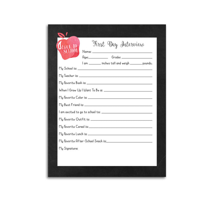 Free Printable Back to School Interview