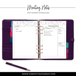 Meeting Planner Pages-Confetti Saturday