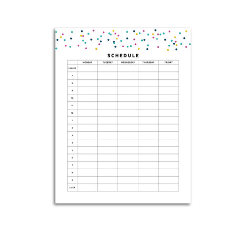 Printable-Schedule Planner, Work Week | Signature Confetti-Rings and Disc Planner-Confetti Saturday