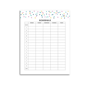 Printable-Schedule Planner, Work Week | Signature Confetti-Rings and Disc Planner-Confetti Saturday