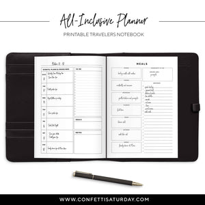 All-Inclusive Monthly Planner Travelers Notebook, Undated-Confetti Saturday