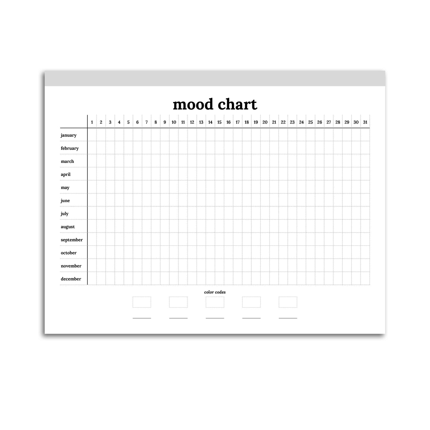 Visual Mood Table Mood Chart Template
