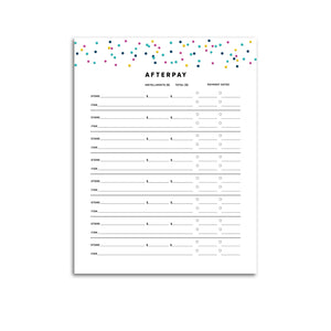 Printable-Afterpay Tracker | Signature Confetti-Rings and Disc Planner-Confetti Saturday
