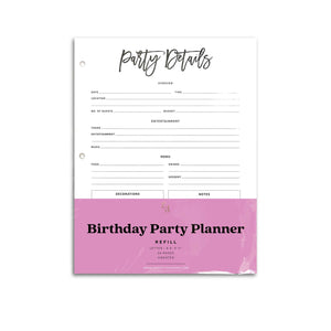 Birthday Party Planner Inserts | City