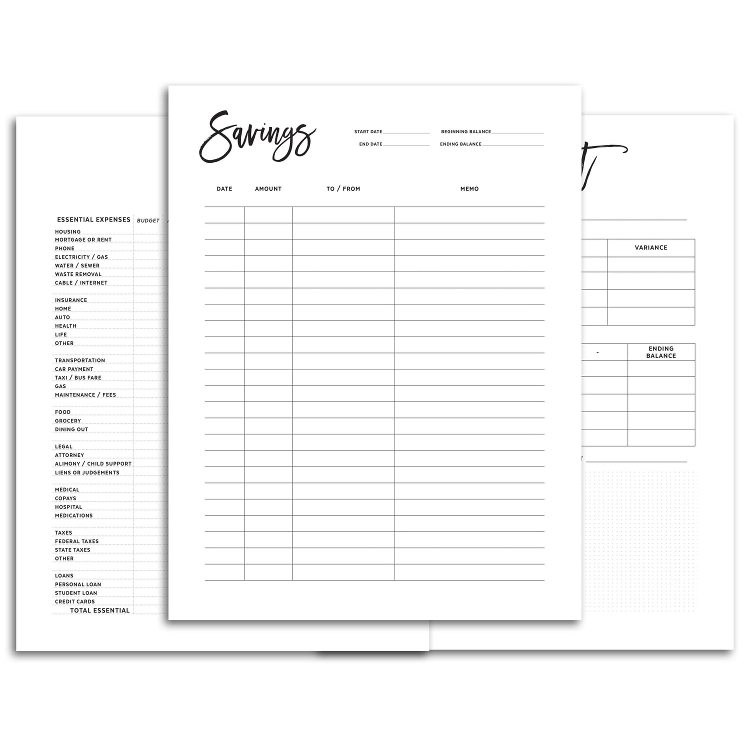 Budget Planner Pages, Printed or Printable
