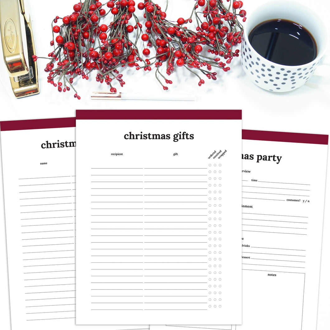 printable christmas planner pages