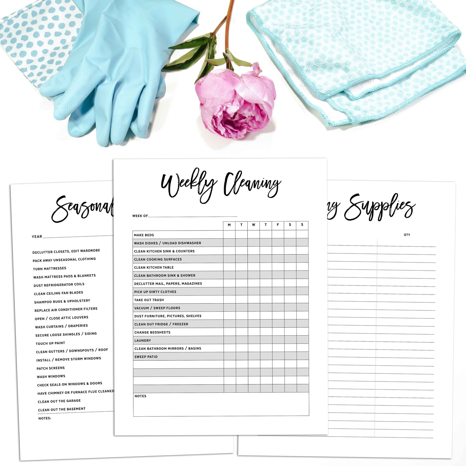 Cleaning Planner Schedule Inserts for Personal Size Planners