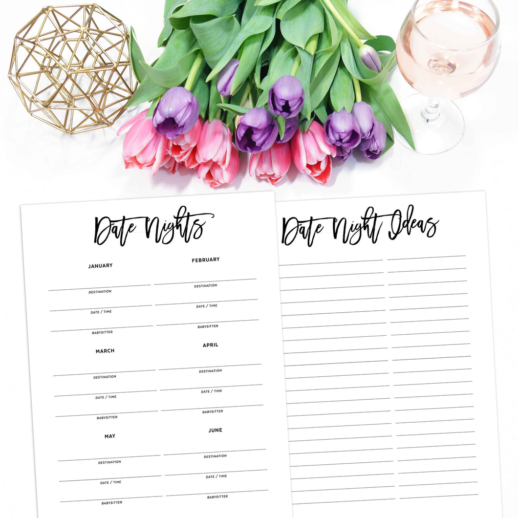 date night planner pages