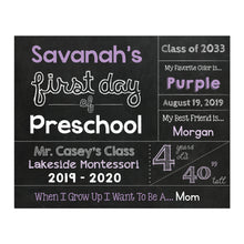 Load image into Gallery viewer, First Day Of School Chalkboard Sign
