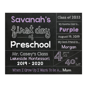 First Day Of School Chalkboard Sign