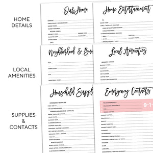 House Sitter Planner Inserts | City