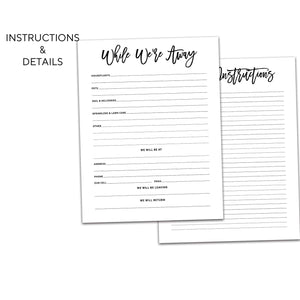 House Sitter Planner Inserts | City