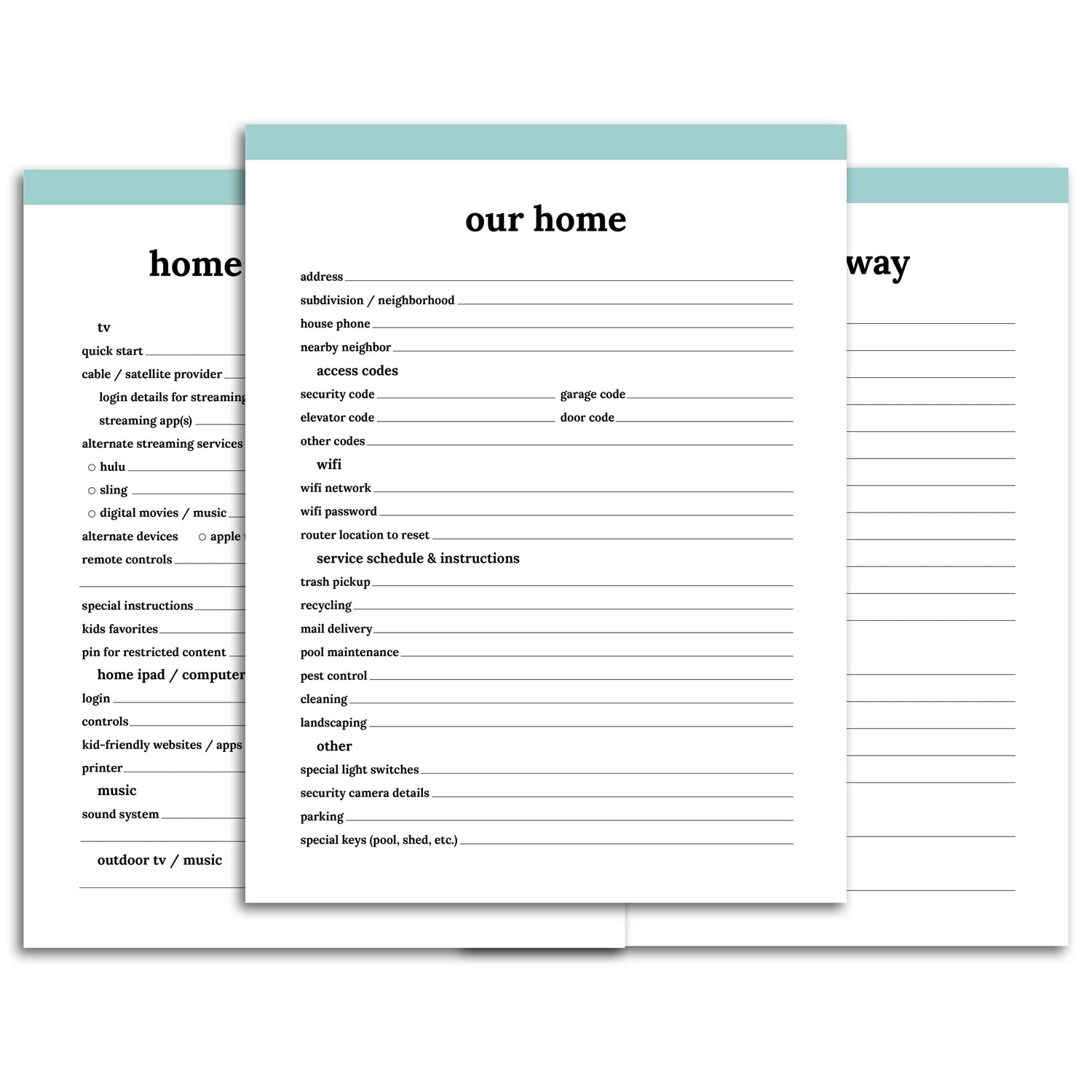 House Sitter Planner | Classic for Free Printable House Sitter Template