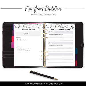 New Year's Resolutions Planner Page-Confetti Saturday