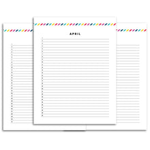 Load image into Gallery viewer, List Monthly Calendar Planner | Signature Stripe
