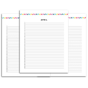 List Monthly Calendar Planner | Signature Stripe