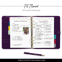 Load image into Gallery viewer, Printable Pet Planner Refill for Dogs-Confetti Saturday
