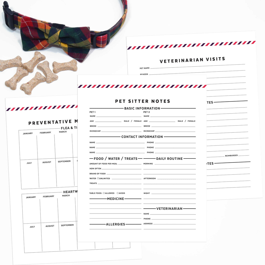 pet planner printable page