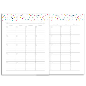 Printable-Monthly Priorities Planner, Undated | Signature Confetti-Rings and Disc Planner-Confetti Saturday