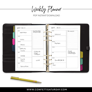 Weekly To Do List Planner Pages-Confetti Saturday