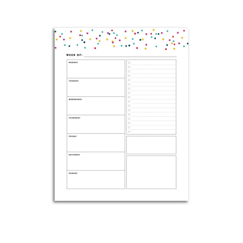 Printable-Weekly Planner, Undated v1 | Signature Confetti-Rings and Disc Planner-Confetti Saturday