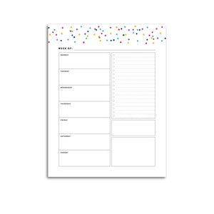 Printable-Weekly Planner, Undated v1 | Signature Confetti-Rings and Disc Planner-Confetti Saturday