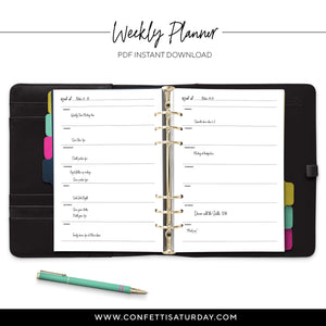 Weekly To Do List Planner Pages-Confetti Saturday
