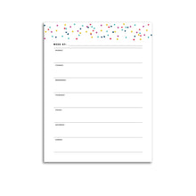 Load image into Gallery viewer, Printable-Weekly Planner, Undated v2 | Signature Confetti-Rings and Disc Planner-Confetti Saturday
