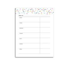 Load image into Gallery viewer, Printable-Weekly Planner, Undated v3 | Signature Confetti-Rings and Disc Planner-Confetti Saturday
