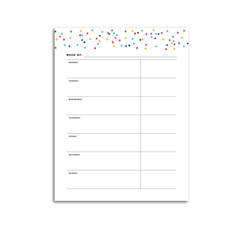 Printable-Weekly Planner, Undated v3 | Signature Confetti-Rings and Disc Planner-Confetti Saturday
